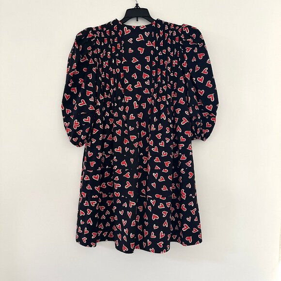 Hunter Bell Womens Jenkins Heart Print Dress Size Small Puff Sleeve Valentines - Picture 4 of 11